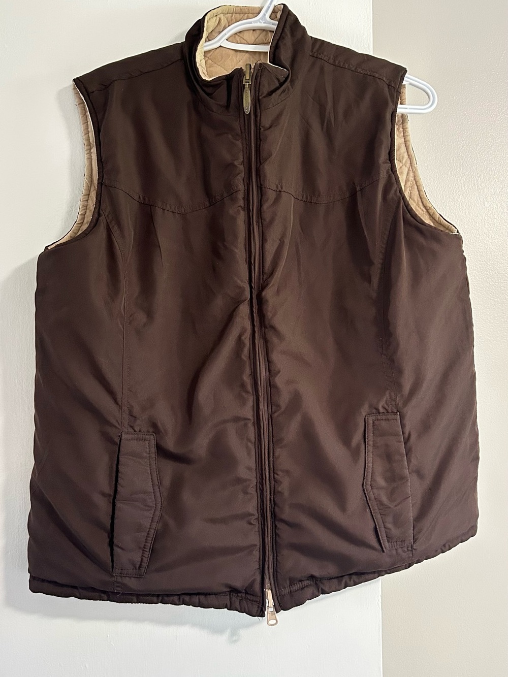 Reversible Brown/corduroy Zip-Front Vest
